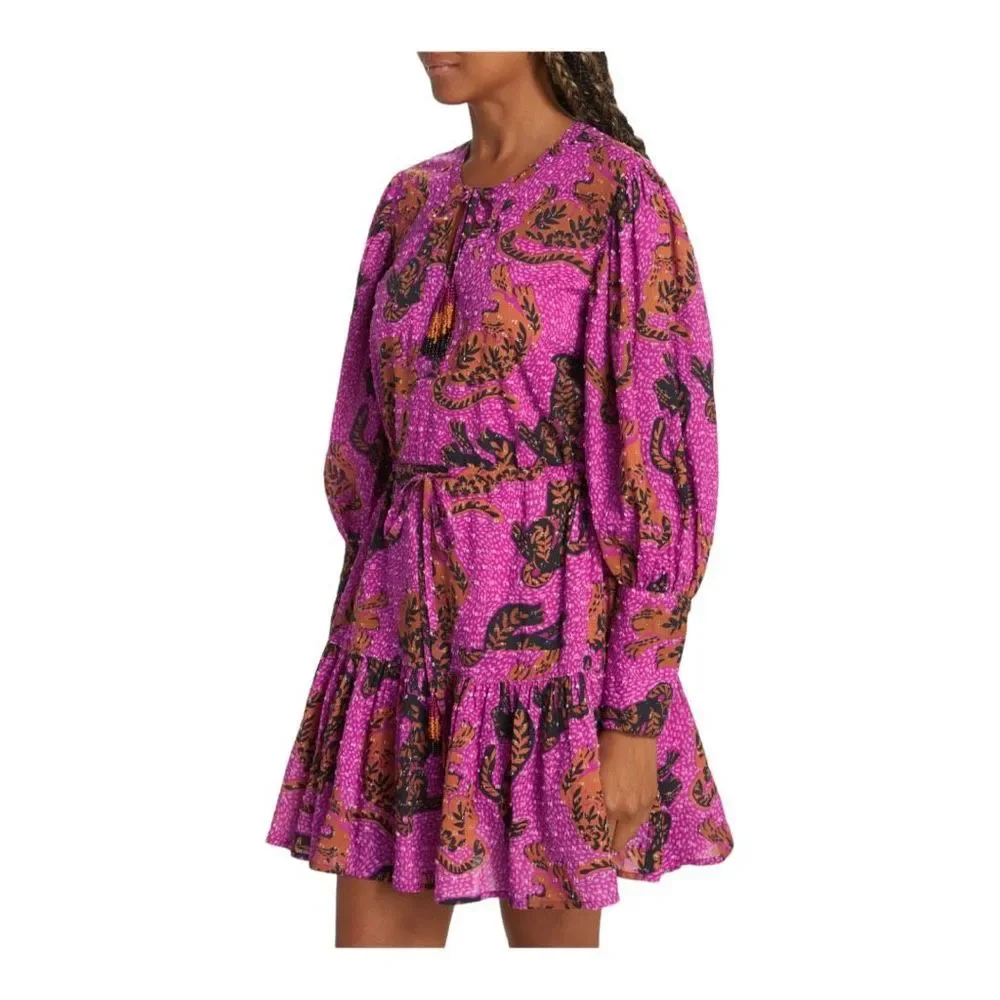Farm Rio Pink Wild Leopards Minidress Size Large NWT - Picture 3 of 10